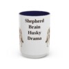 15oz Funny Gerberian Shepsky Mug, Navy, front view