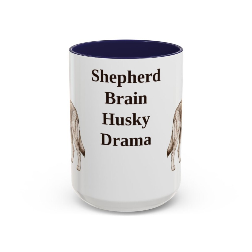 15oz Funny Gerberian Shepsky Mug, Navy, front view