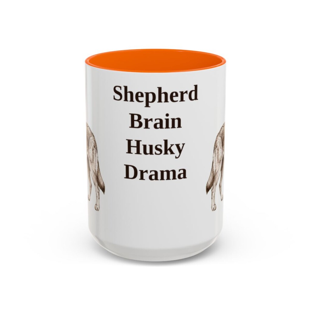 15oz Funny Gerberian Shepsky Mug, Orange, front view