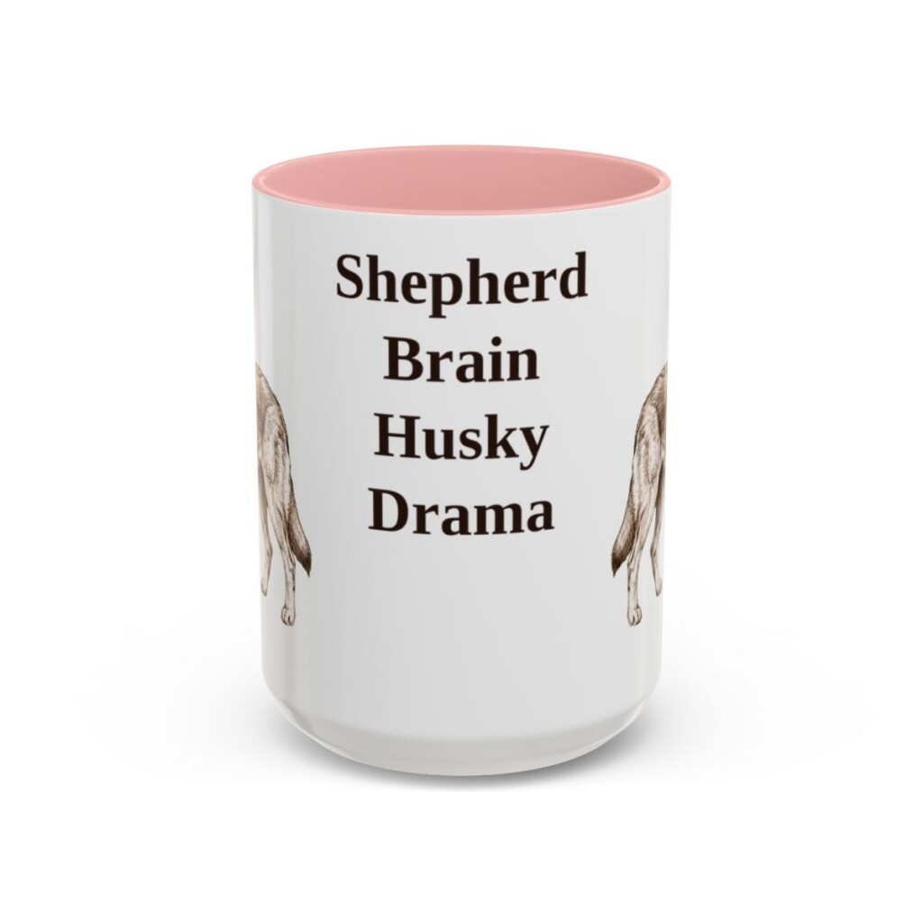 15oz Funny Gerberian Shepsky Mug, Pink, front view