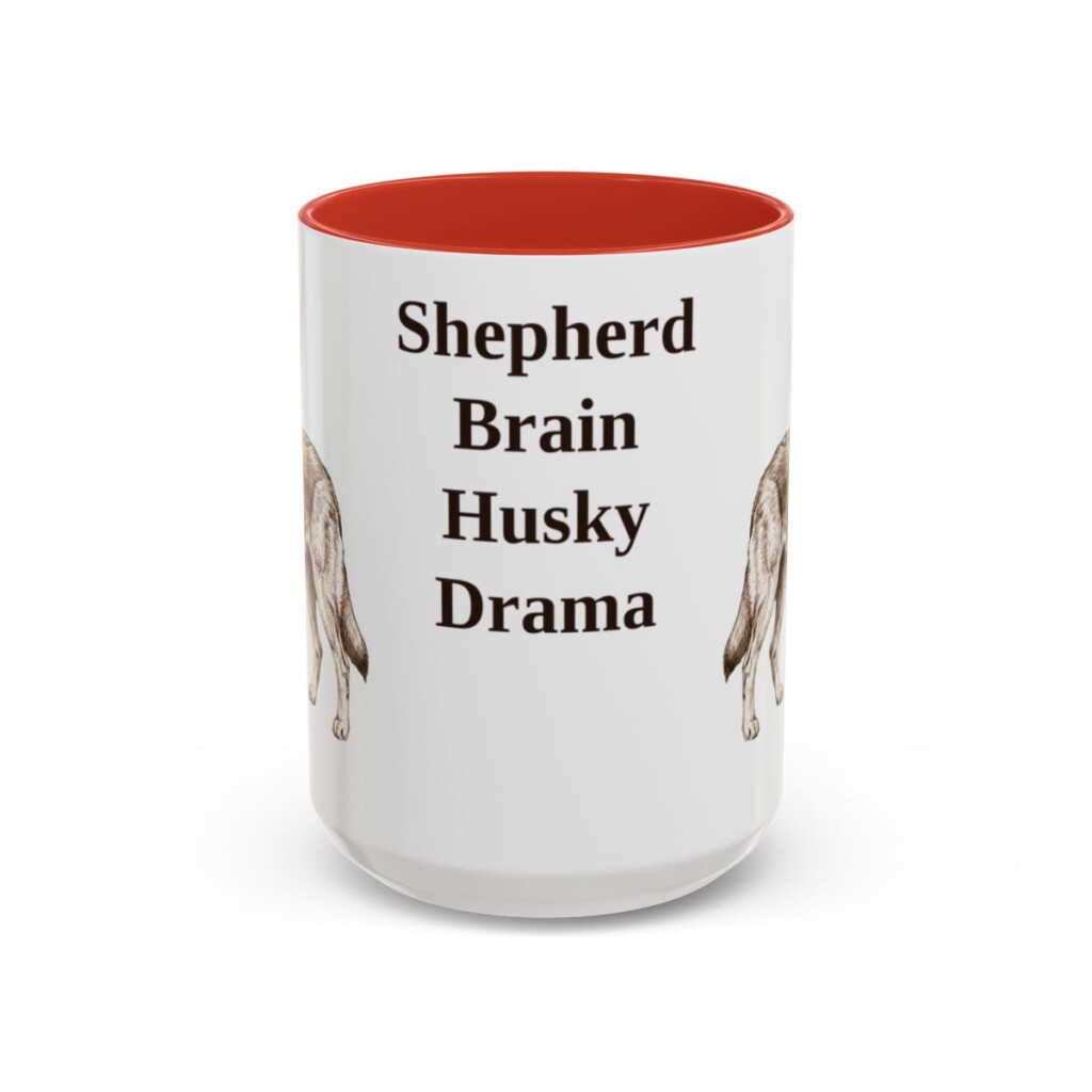 15oz Funny Gerberian Shepsky Mug, Red, front view