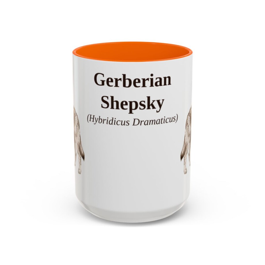 15oz Gerberian Shepsky Latin Mug, Orange, front view
