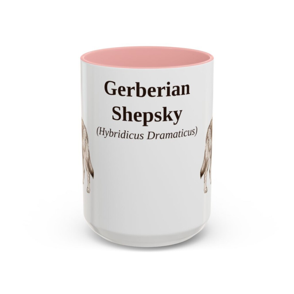 15oz Gerberian Shepsky Latin Mug, Pink, front view