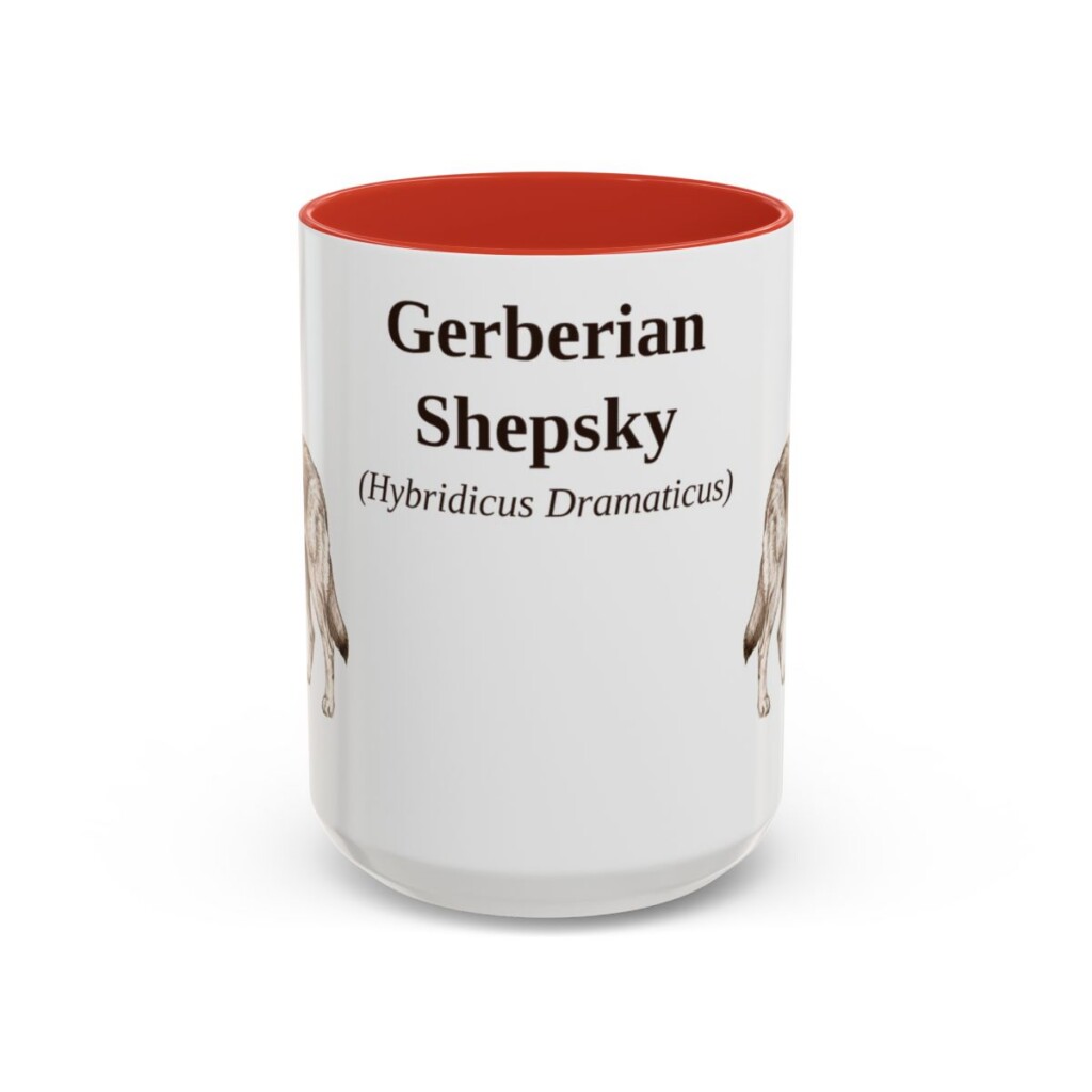 15oz Gerberian Shepsky Latin Mug, Red, front view