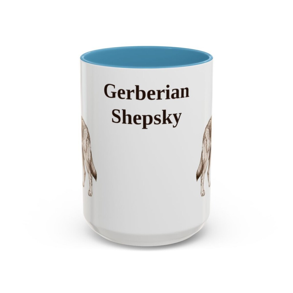 15oz Gerberian Shepsky Mug, Light Blue, front view