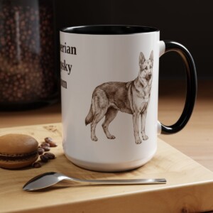 15oz Gerberian Shepsky Dog Mom Mug, Black, lifestyle photo