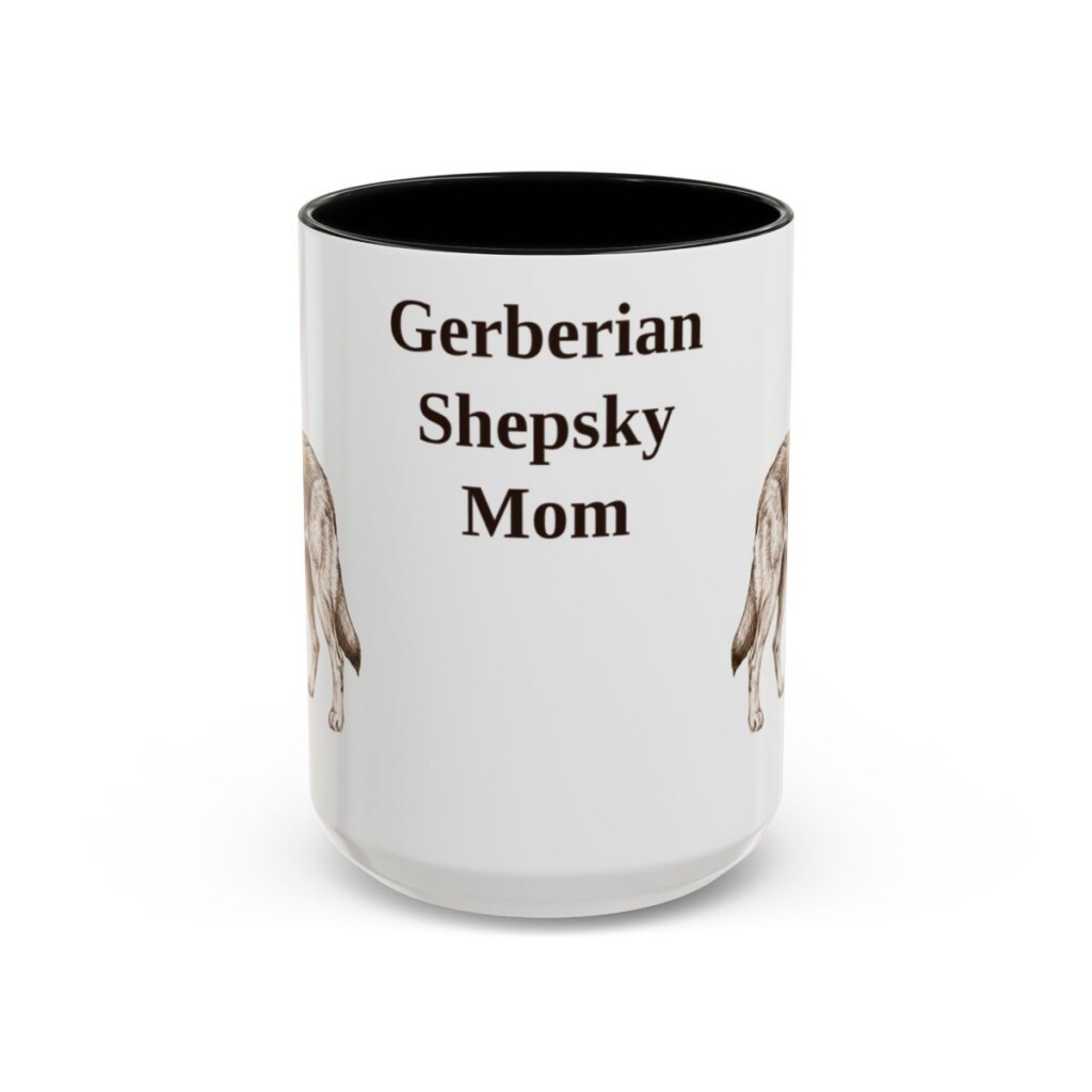 15oz Gerberian Shepsky Dog Mom Mug, Black, front view