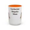 15oz Gerberian Shepsky Dog Mom Mug, Orange, front view