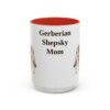15oz Gerberian Shepsky Dog Mom Mug, Red, front view