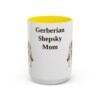 15oz Gerberian Shepsky Dog Mom Mug, Yellow, front view