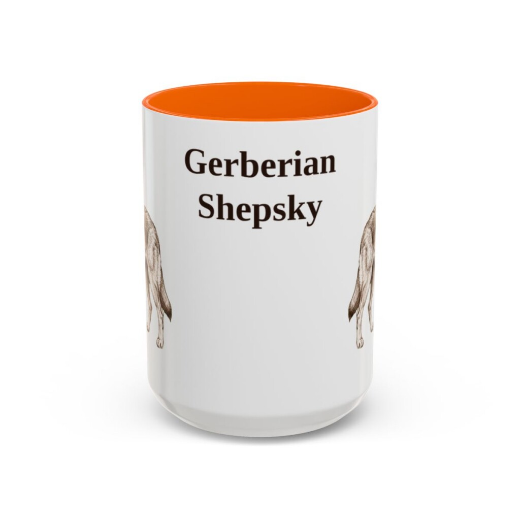 15oz Gerberian Shepsky Mug, Orange, front view
