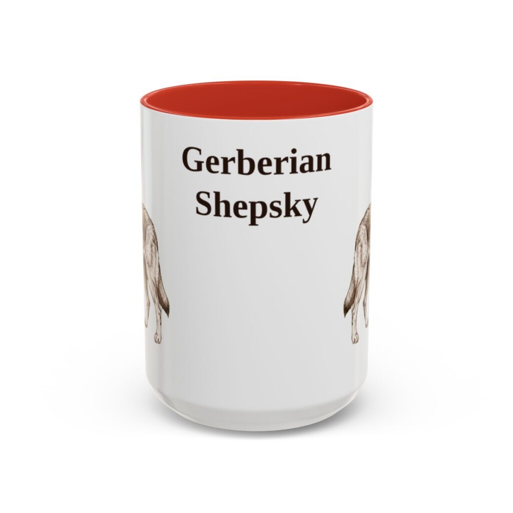 15oz Gerberian Shepsky Mug, Red, front view