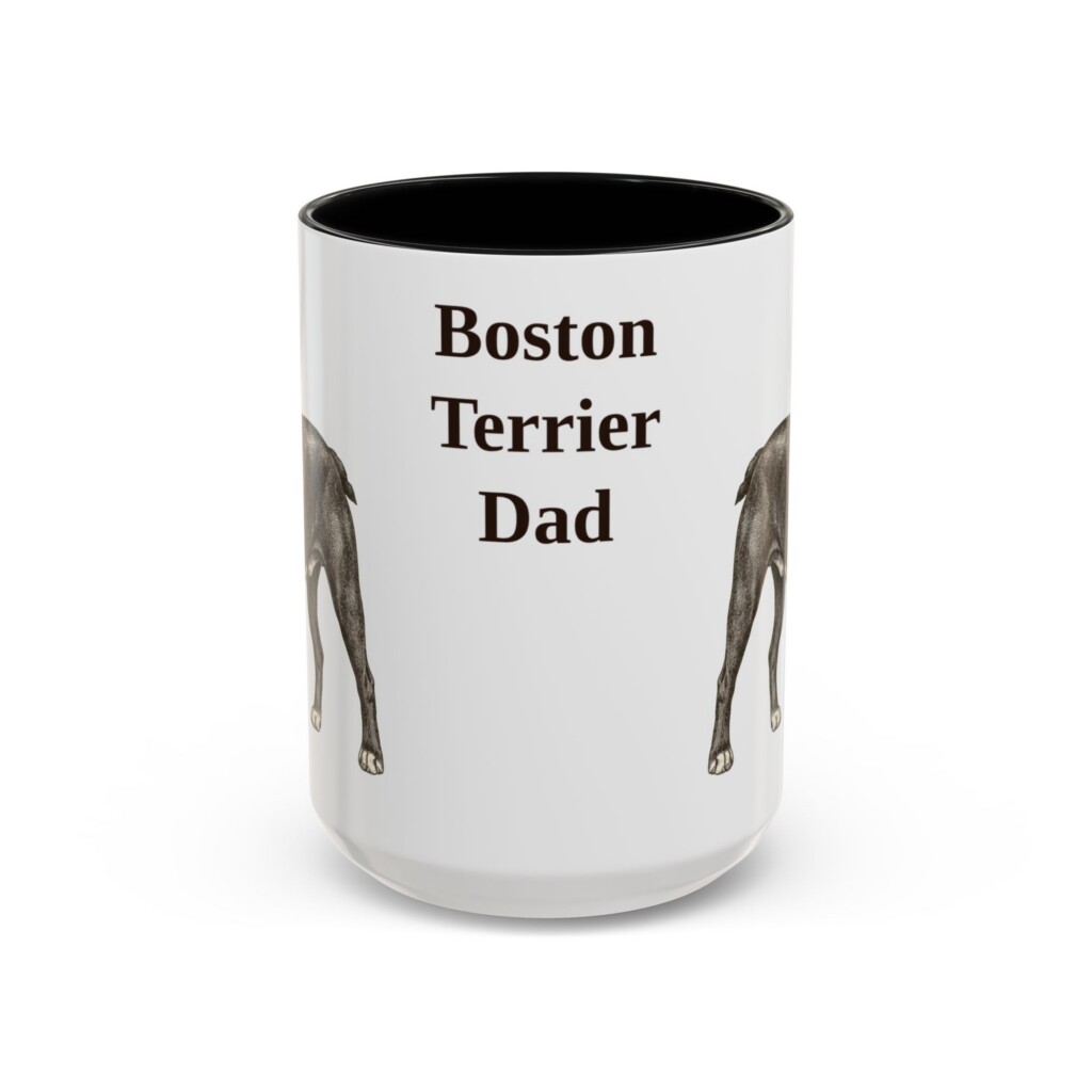 15oz Boston Terrier Dog Dad Mug, Vintage Sketch Coffee Mug, Dog Dad Gift