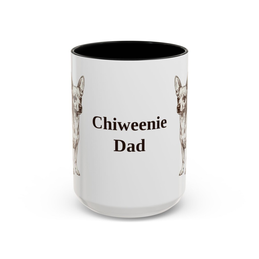 15oz Chiweenie Dog Dad Mug, Vintage Sketch Coffee Mug, Dog Dad Gift