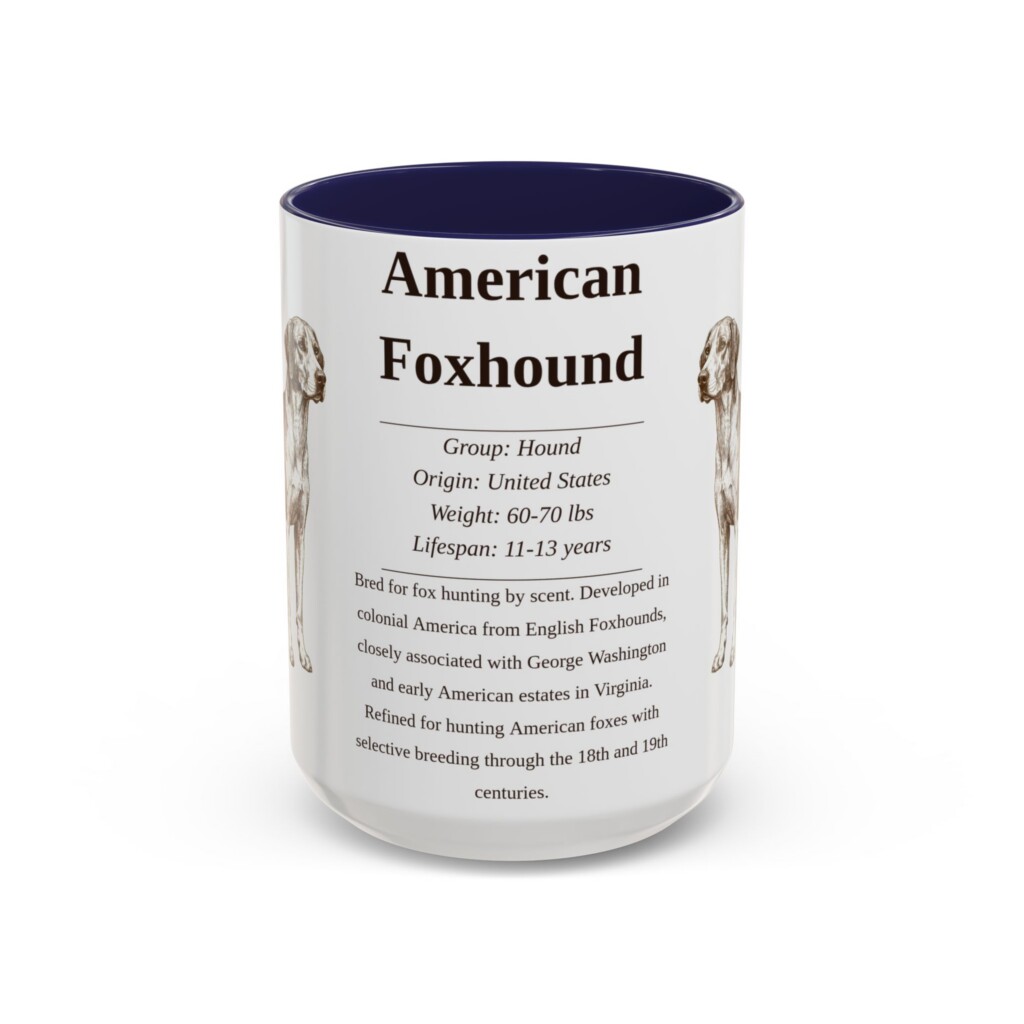 16033120352842504372_2048-1.jpeg 15oz American Foxhound Mug, Illustrated Dog Breed Facts Coffee Mug, Vintage Dog Keepsake Gift