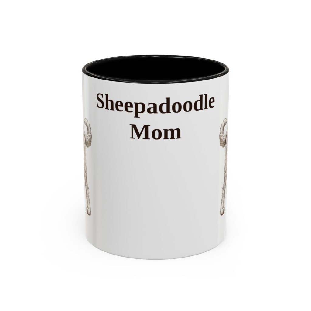 11oz Sheepadoodle Dog Mom Mug, Vintage Sketch Coffee Mug, Dog Mom Gift