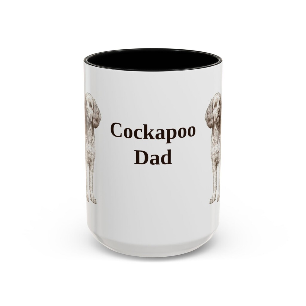 15oz Cockapoo Dog Dad Mug, Vintage Sketch Coffee Mug, Dog Dad Gift