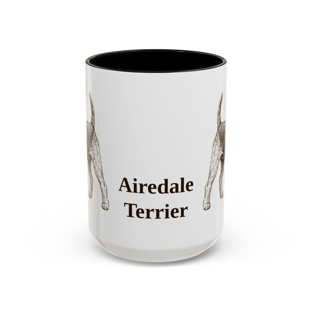 15oz Airedale Terrier Mug, Vintage Dog Portrait Coffee Mug, Dog Lover Gift