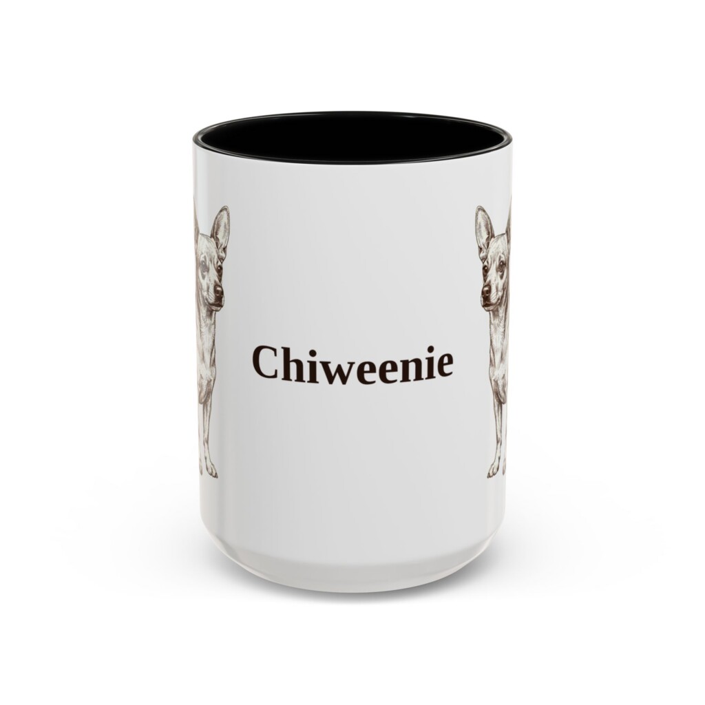 15oz Chiweenie Mug, Vintage Dog Portrait Coffee Mug, Dog Lover Gift