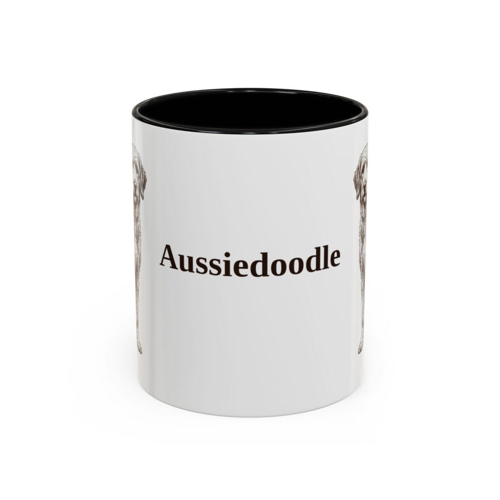 11oz Aussiedoodle Mug, Vintage Dog Portrait Coffee Mug, Dog Lover Gift