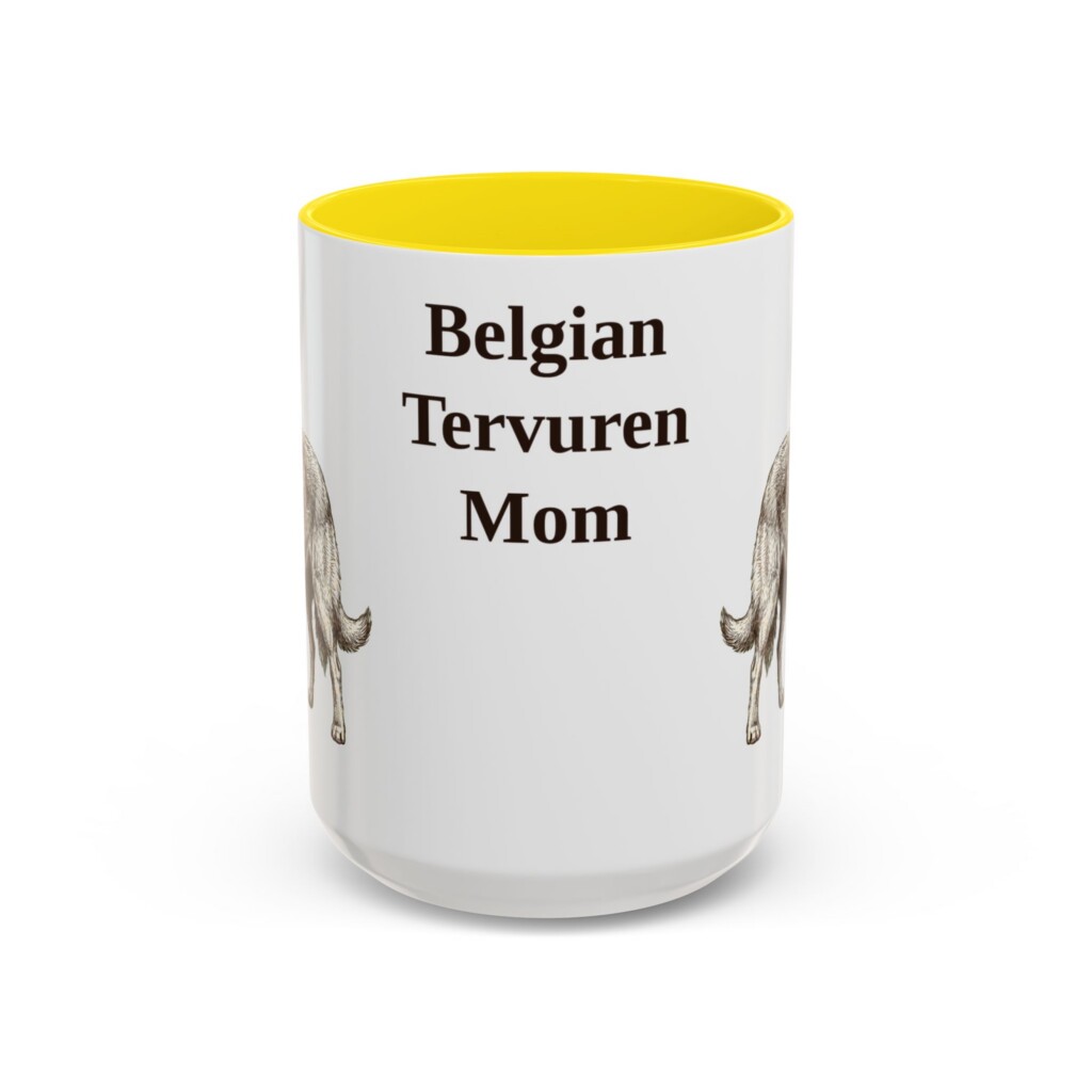 15oz Belgian Tervuren Dog Mom Mug, Vintage Sketch Coffee Mug, Dog Mom Gift
