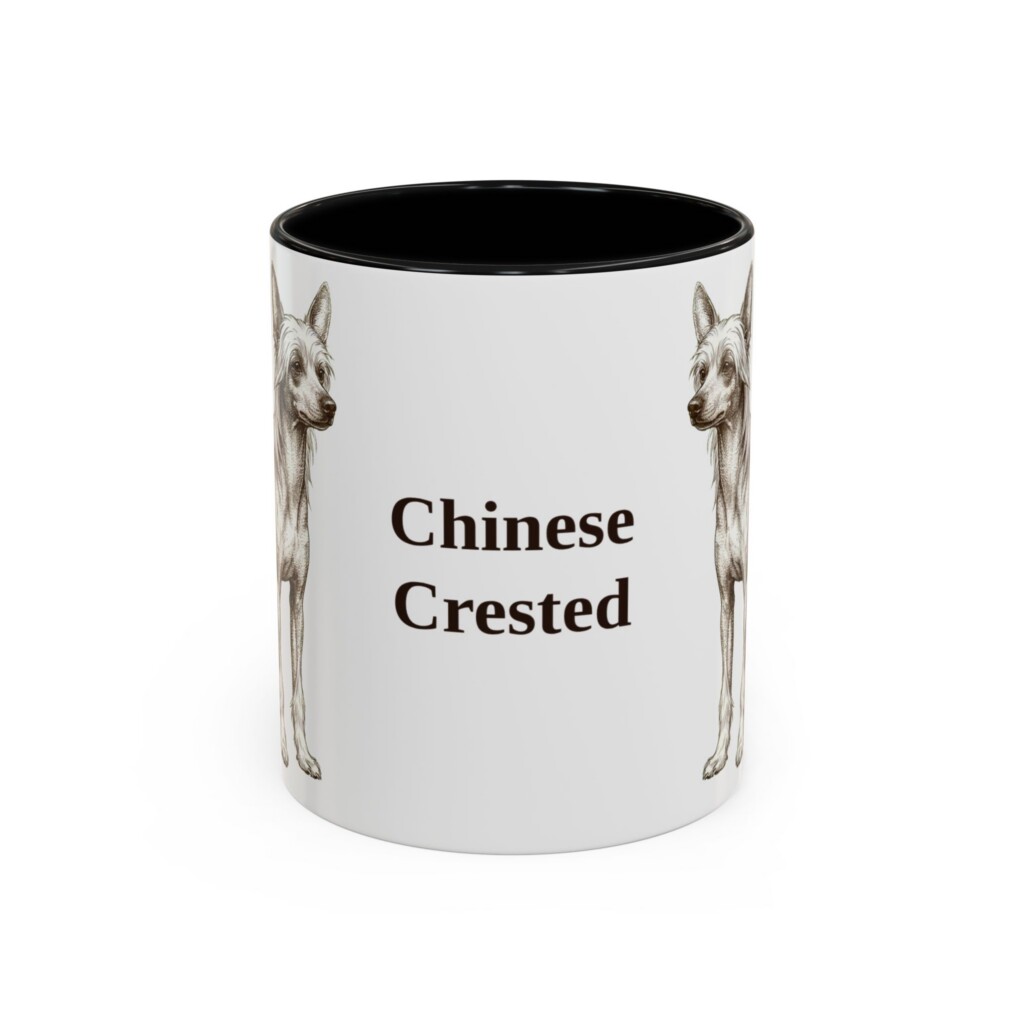 11oz Chinese Crested Mug, Vintage Dog Portrait Coffee Mug, Dog Lover Gift