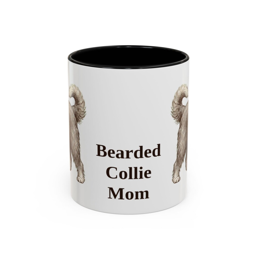 11oz Bearded Collie Dog Mom Mug, Vintage Sketch Coffee Mug, Dog Mom Gift