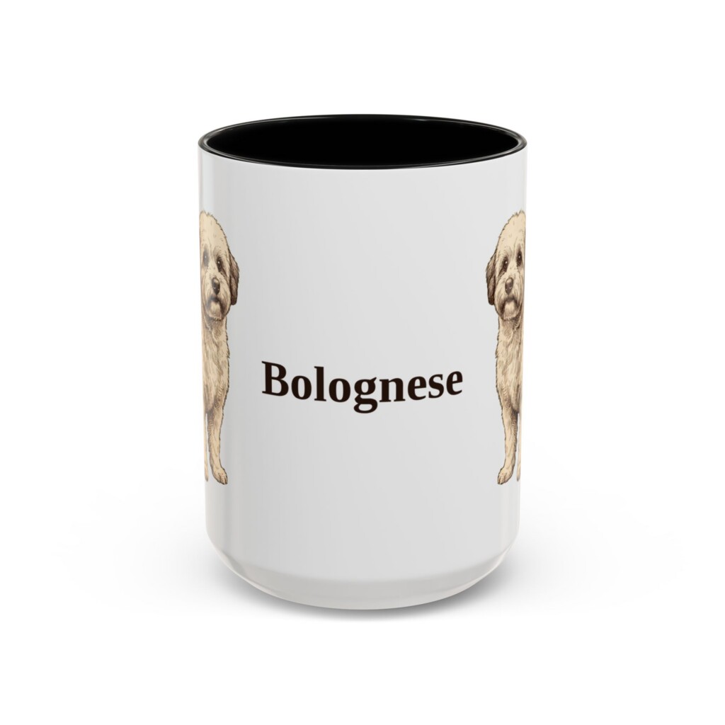 15oz Bolognese Mug, Vintage Dog Portrait Coffee Mug, Dog Lover Gift