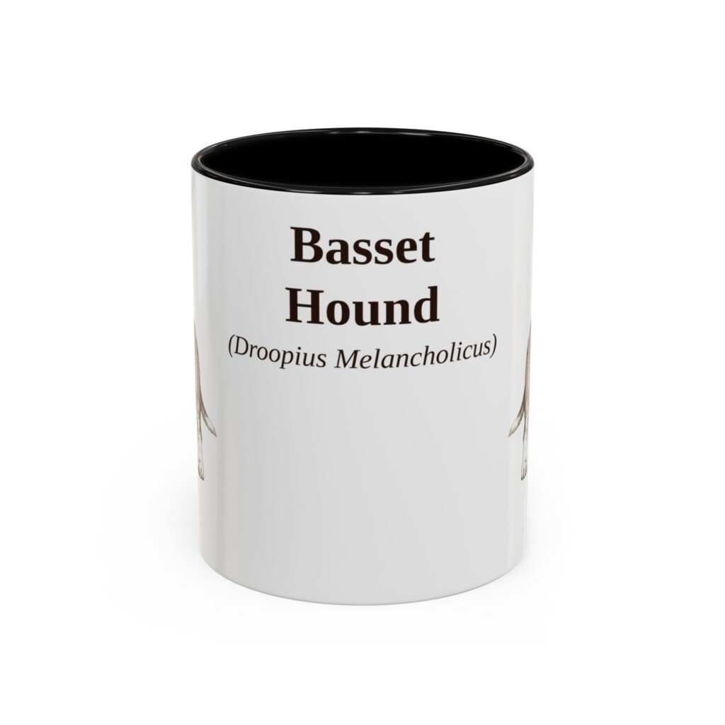 11oz Basset Hound Latin Mug, Vintage Dog Coffee Mug, Dog Lover Gift
