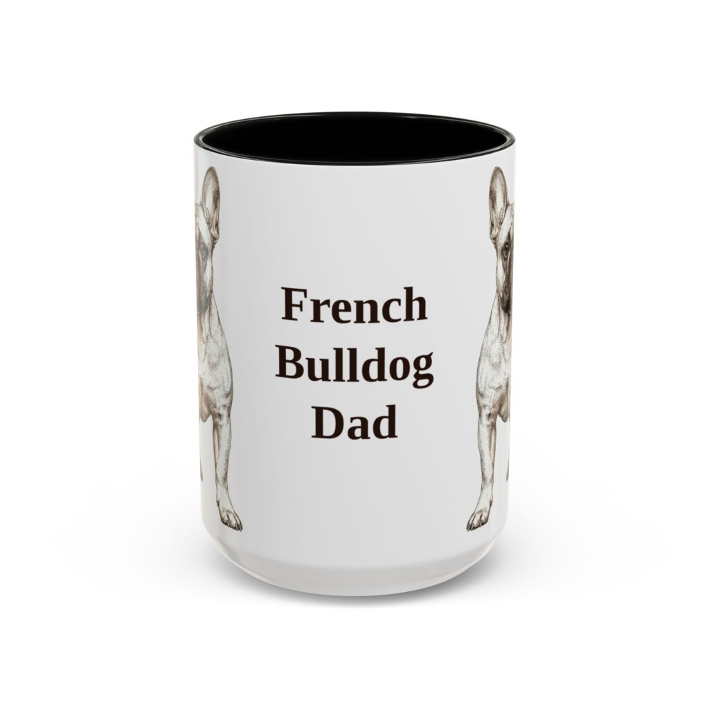 15oz French Bulldog Dog Dad Mug, Vintage Sketch Coffee Mug, Dog Dad Gift