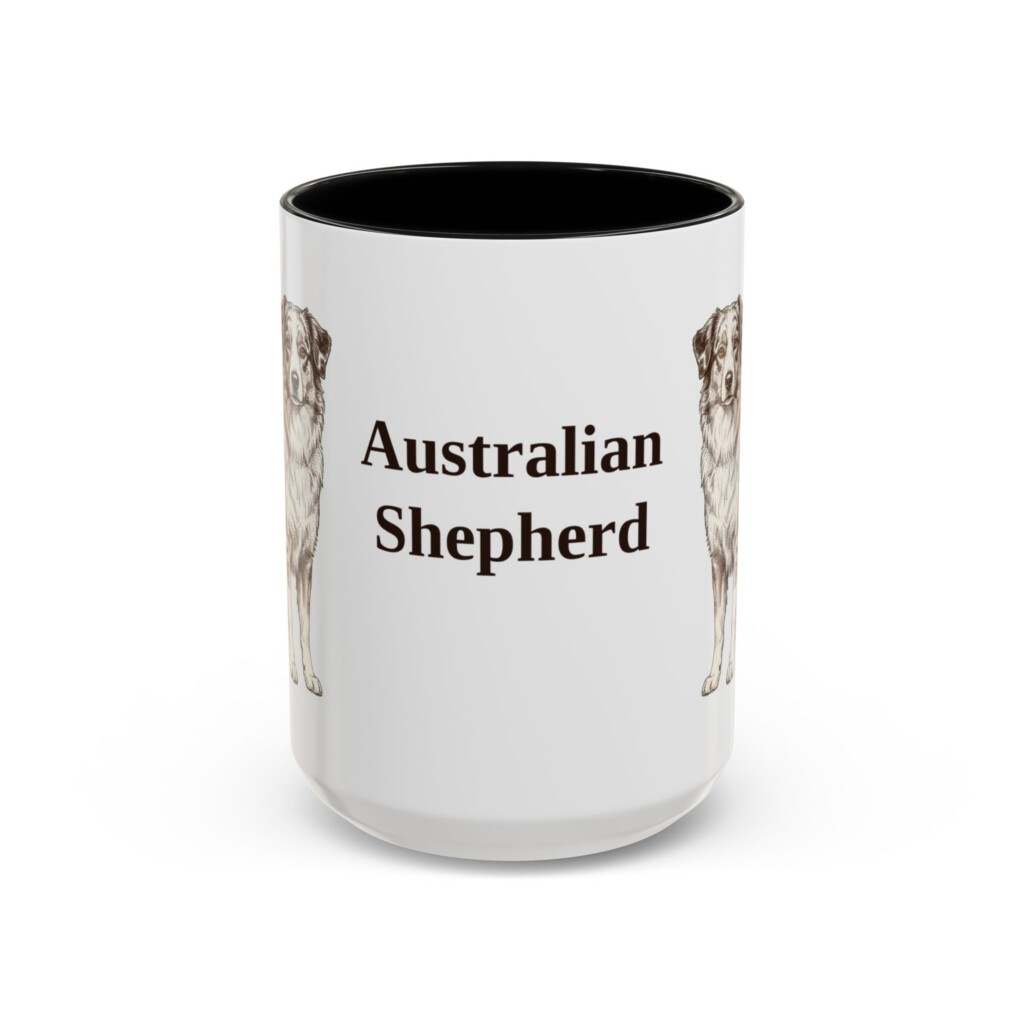 15oz Australian Shepherd Mug, Vintage Dog Portrait Coffee Mug, Dog Lover Gift