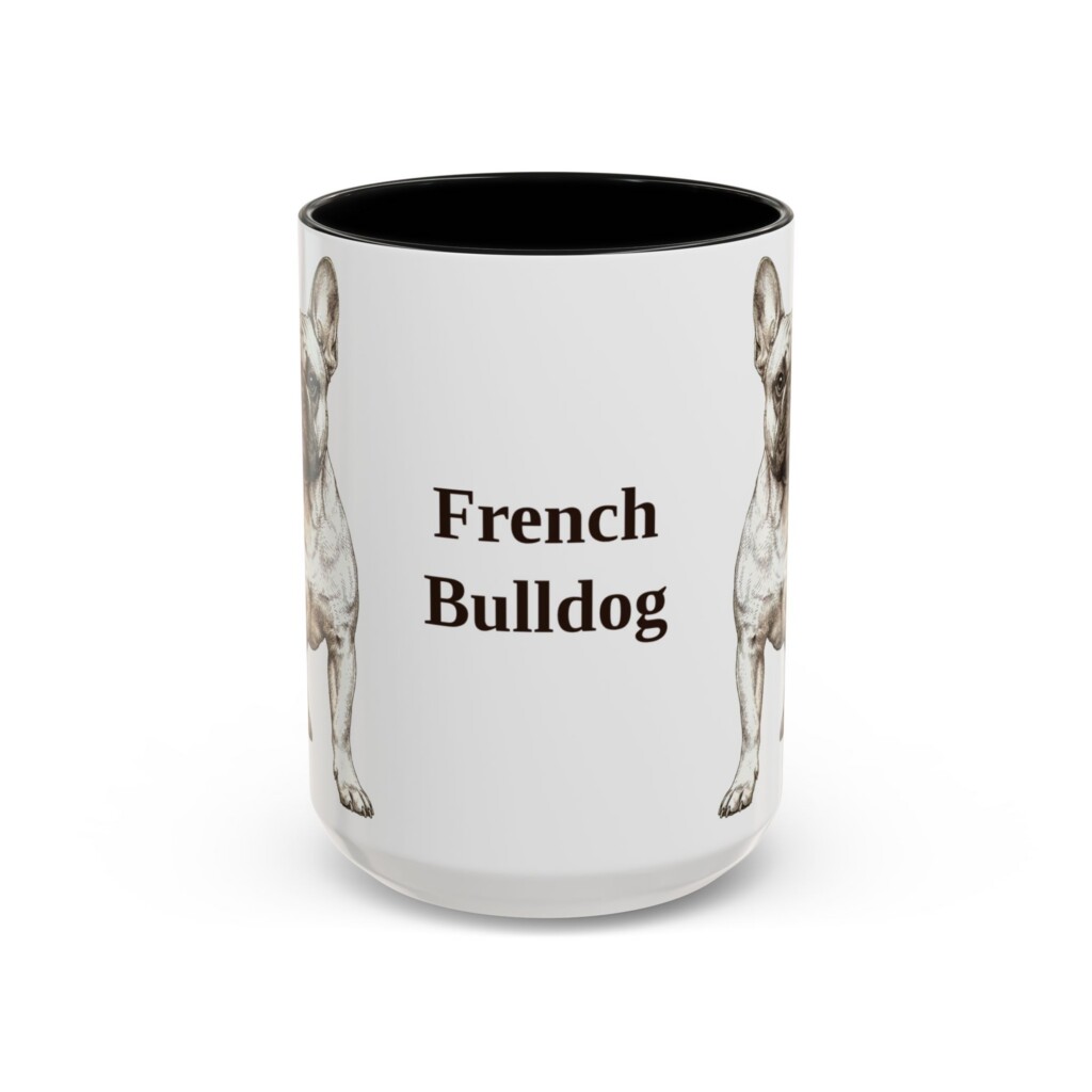 15oz French Bulldog Mug, Vintage Dog Portrait Coffee Mug, Dog Lover Gift