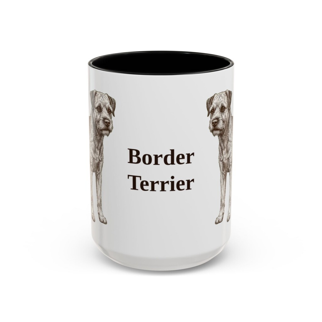 15oz Border Terrier Mug, Vintage Dog Portrait Coffee Mug, Dog Lover Gift