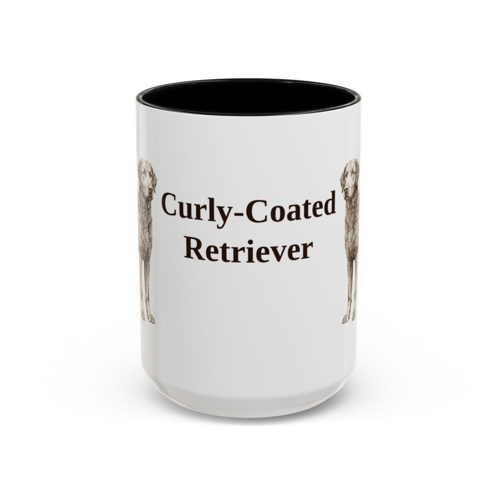 15oz Curly-Coated Retriever Mug, Vintage Dog Portrait Coffee Mug, Dog Lover Gift