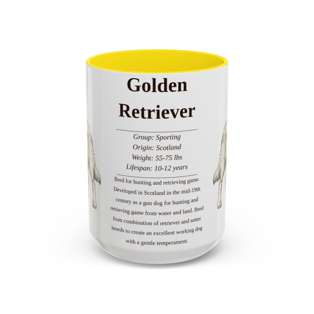 17221933189771688961_2048.jpeg 15oz Golden Retriever Mug, Illustrated Dog Breed Facts Coffee Mug, Vintage Dog Keepsake Gift