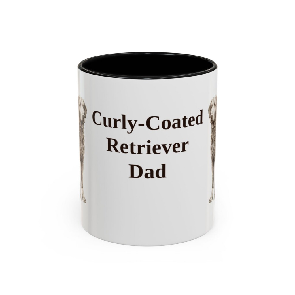 11oz Curly-Coated Retriever Dog Dad Mug, Vintage Sketch Coffee Mug, Dog Dad Gift