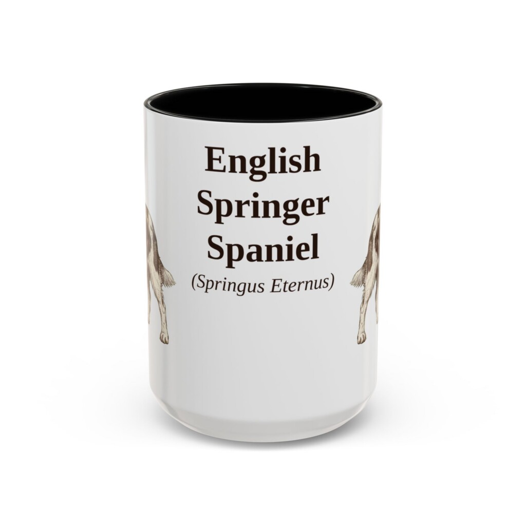 15oz English Springer Spaniel Latin Mug, Vintage Dog Coffee Mug, Dog Lover Gift