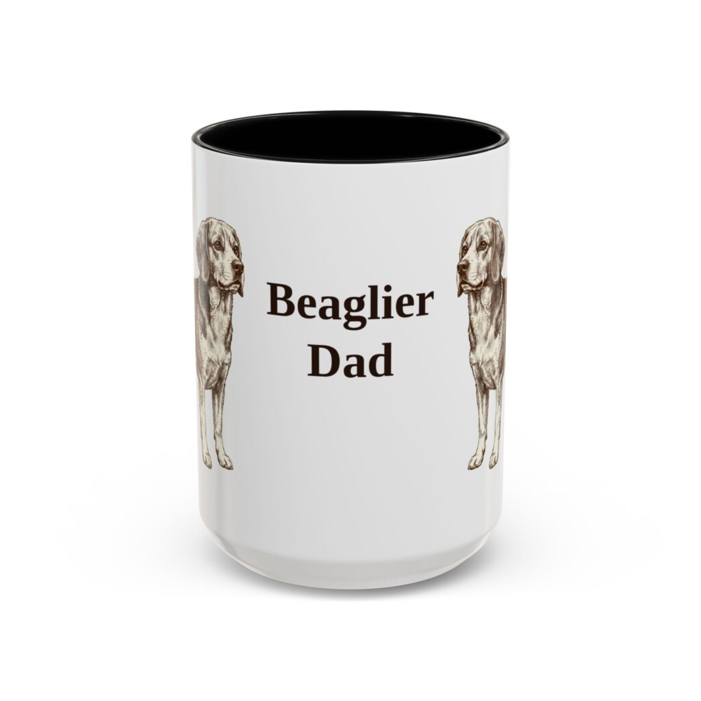 15oz Beaglier Dog Dad Mug, Vintage Sketch Coffee Mug, Dog Dad Gift