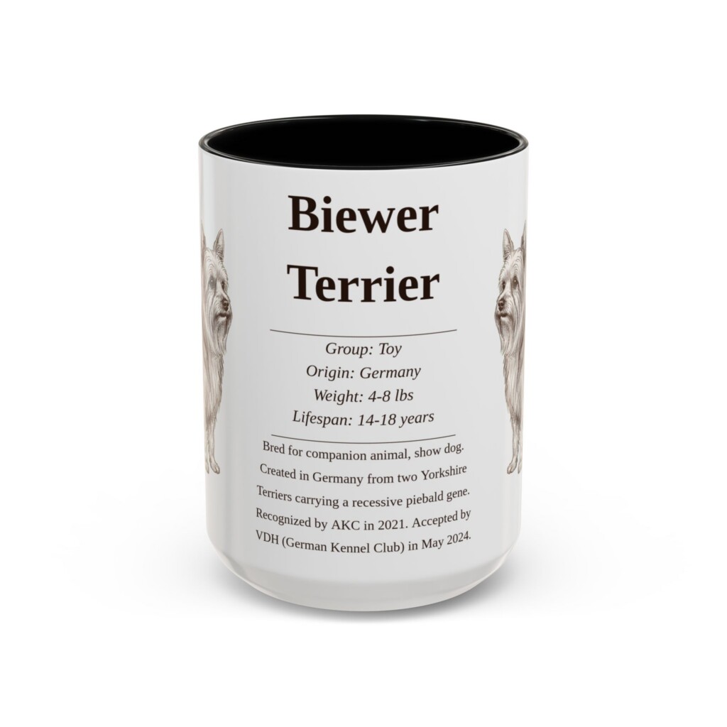15oz Biewer Terrier Mug, Illustrated Dog Breed Facts Coffee Mug, Vintage Dog Keepsake Gift