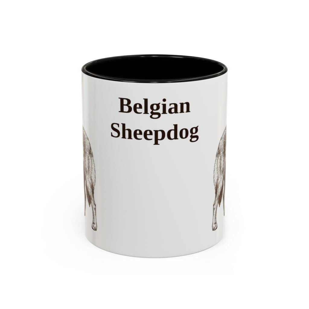 11oz Belgian Sheepdog Mug, Vintage Dog Portrait Coffee Mug, Dog Lover Gift