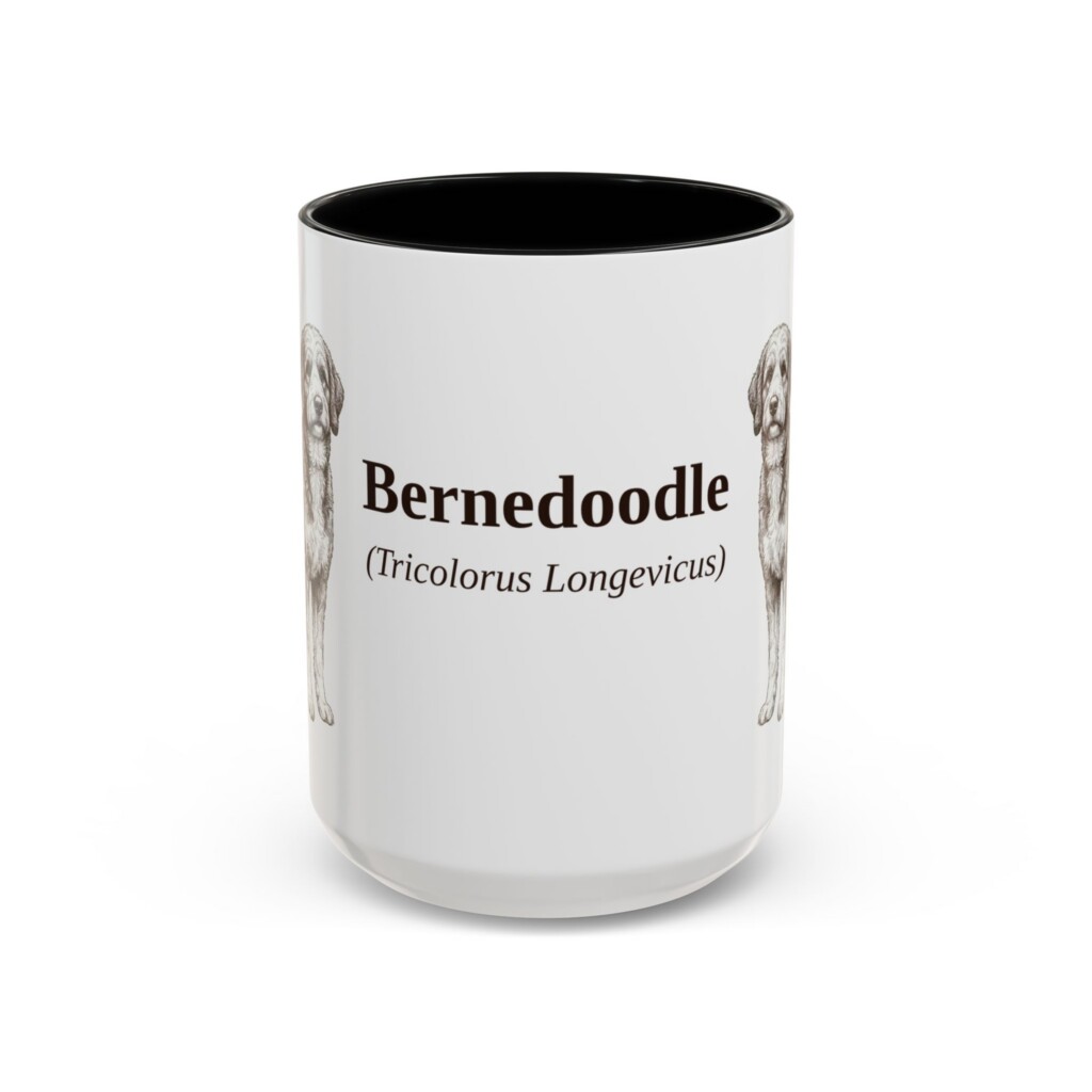 15oz Bernedoodle Latin Mug, Vintage Dog Coffee Mug, Dog Lover Gift