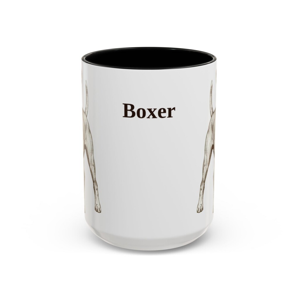 15oz Boxer Mug, Vintage Dog Portrait Coffee Mug, Dog Lover Gift
