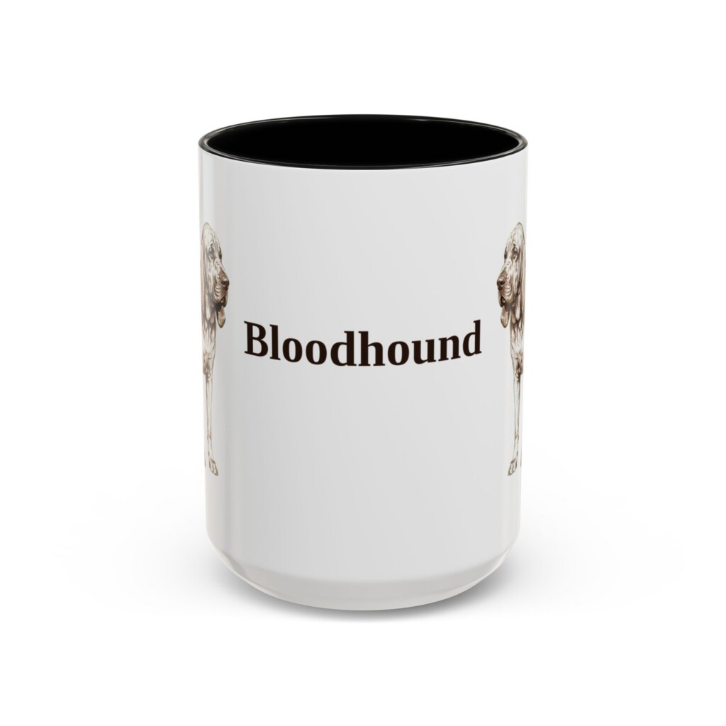 15oz Bloodhound Mug, Vintage Dog Portrait Coffee Mug, Dog Lover Gift
