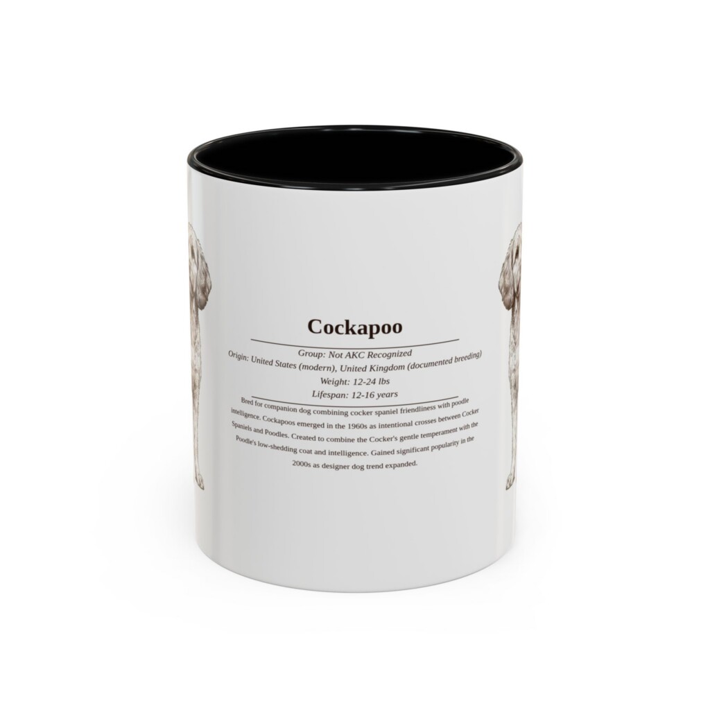 11oz Cockapoo Mug, Illustrated Dog Breed Facts Coffee Mug, Vintage Dog Keepsake Gift