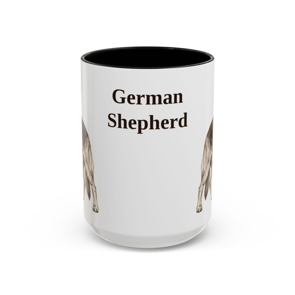 15oz German Shepherd Mug, Vintage Dog Portrait Coffee Mug, Dog Lover Gift