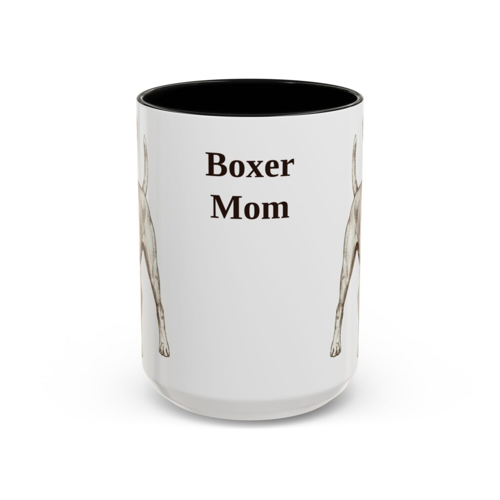 15oz Boxer Dog Mom Mug, Vintage Sketch Coffee Mug, Dog Mom Gift