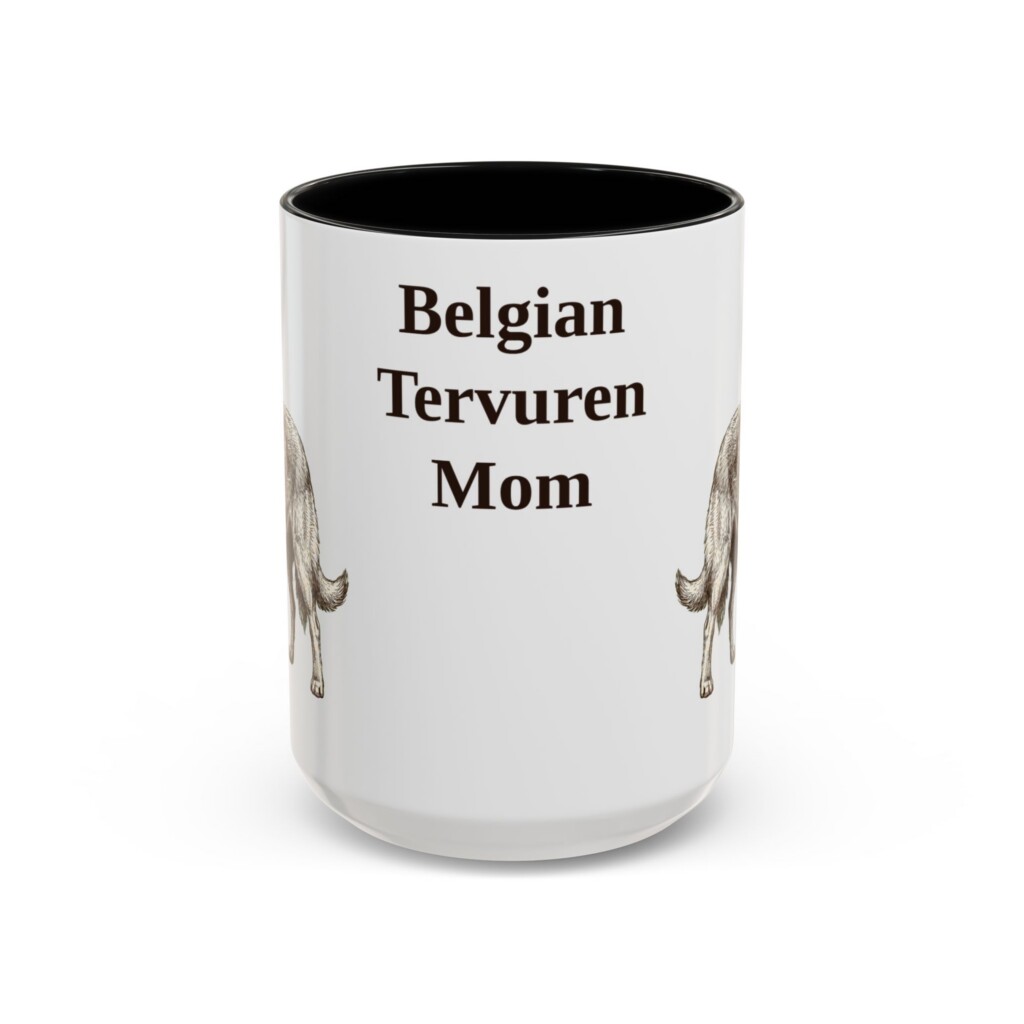 15oz Belgian Tervuren Dog Mom Mug, Vintage Sketch Coffee Mug, Dog Mom Gift
