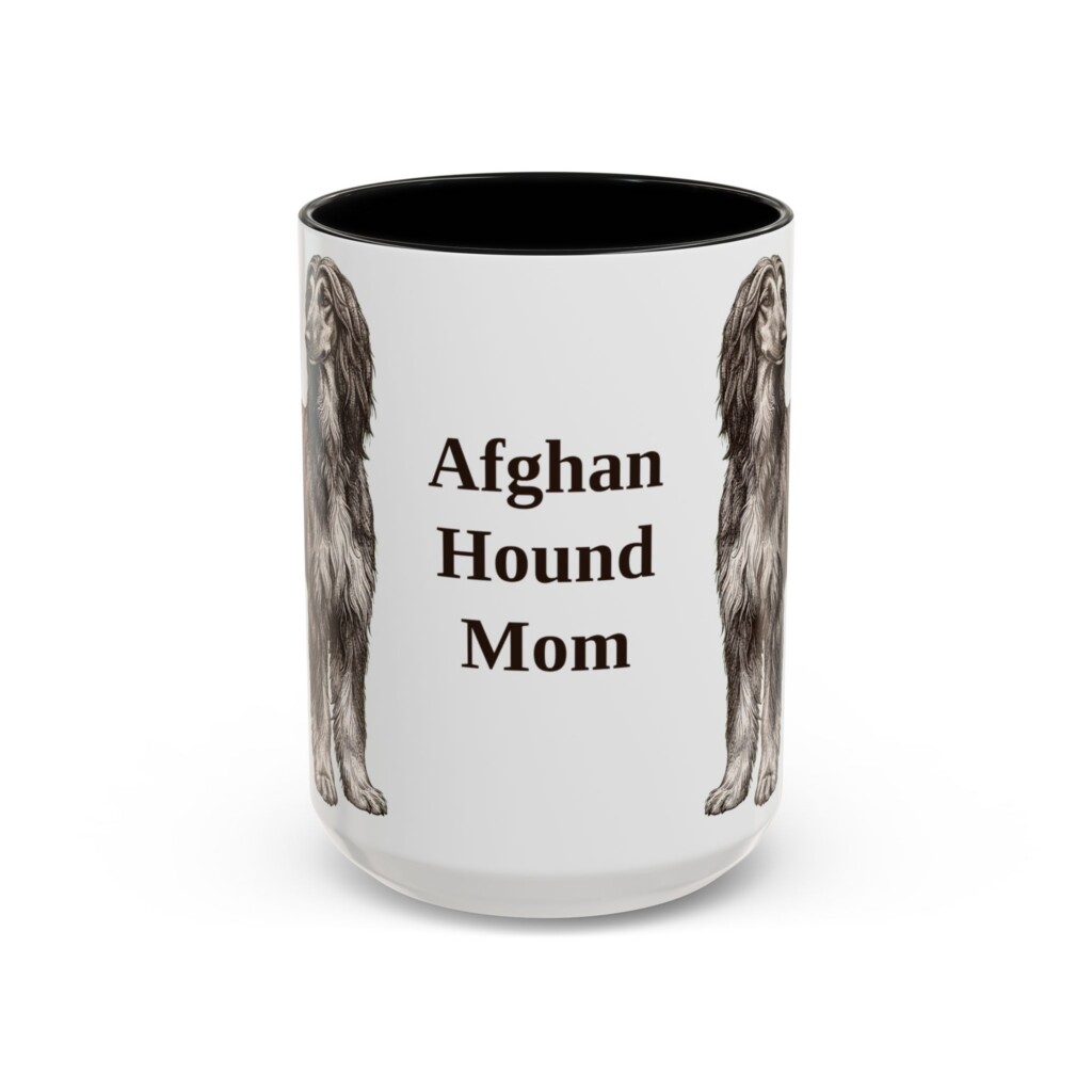15oz Afghan Hound Dog Mom Mug, Vintage Sketch Coffee Mug, Dog Mom Gift