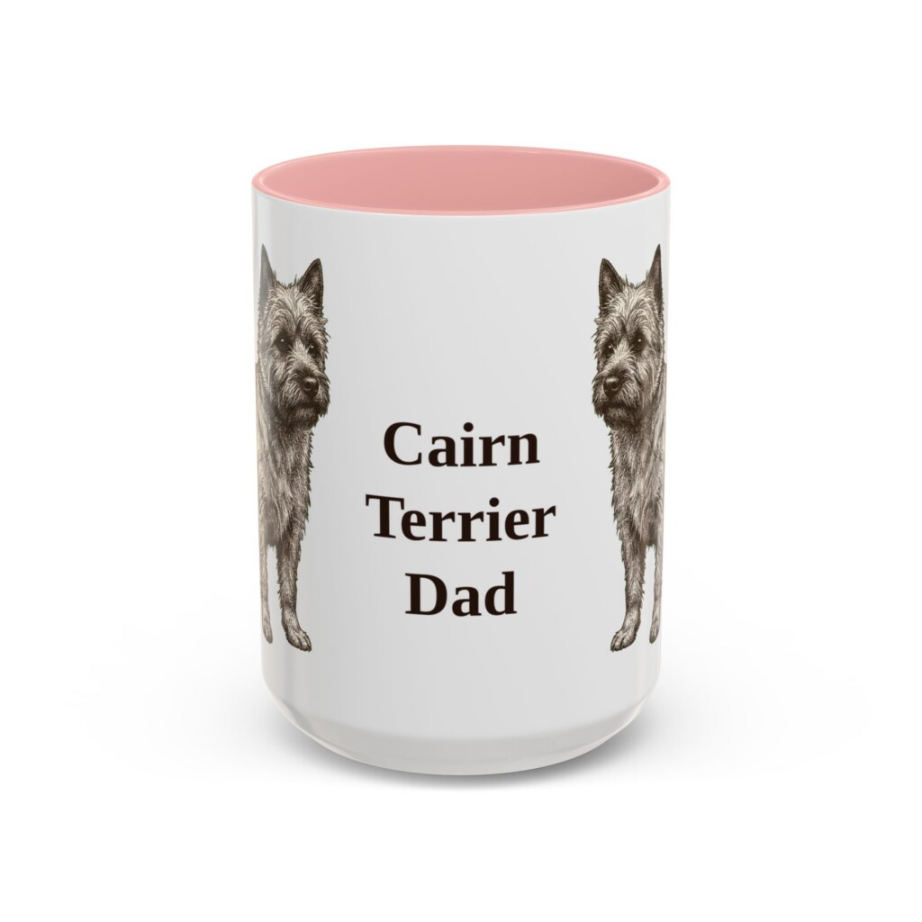 15oz Cairn Terrier Dog Dad Mug, Vintage Sketch Coffee Mug, Dog Dad Gift
