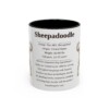 11oz Sheepadoodle Mug, Illustrated Dog Breed Facts Coffee Mug, Vintage Dog Keepsake Gift